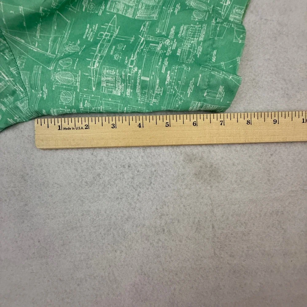 Southern Tide Water Shorts Mens Large Green Nautical Blueprint Swim Trunks Lined